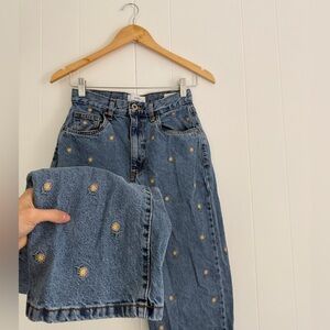 Cotton On Loose Straight Embroidered Daisy Jeans